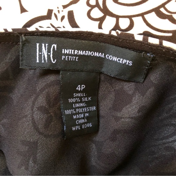 INC International concepts silk halter tie top fully lined black and white 4P - Picture 6 of 6